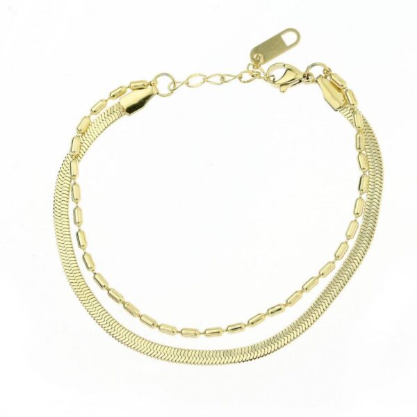 Ormarmband med dubbelkedja Guldpläterad 14 karat