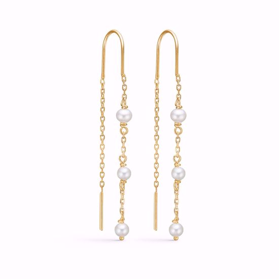 Guld perle hængeøreringe 8 karat