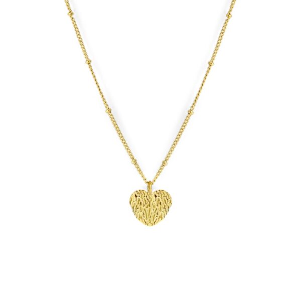 "Hamrade" hjärthalsband guldpläterat. 40+5 cm