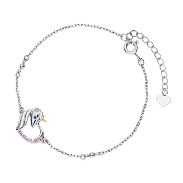 Hästar / Unicorn armband silver - Rosa