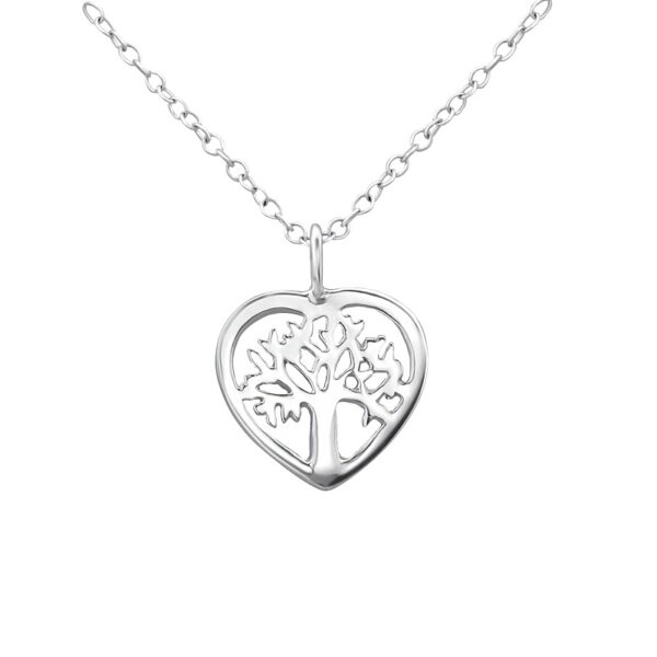 Hjärtformat halsband av livets träd - 45 cm