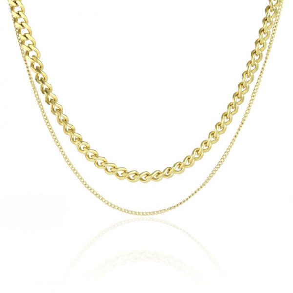 Panzerhalsband set 41-46 cm Förgylld i 14 karat guld