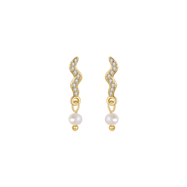 Nava Copenhagen Pärlörhängen med äkta pärlor Leda - Guldpläterad