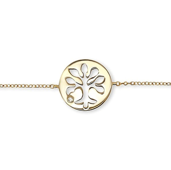 Livets träd armband 18 karat guldpläterat med en sten