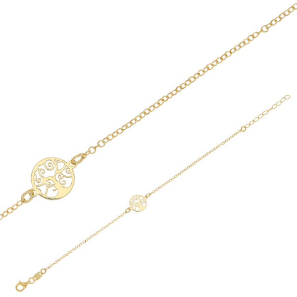 Livets träd armband i 14 karats guldpläterat silver - 19 cm