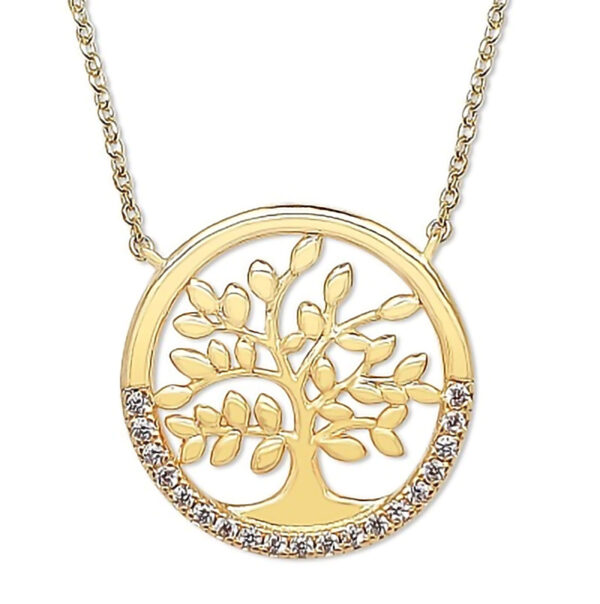 Livets träd halsband 18 karat guldpläterat med zirkonstenar - 45 cm