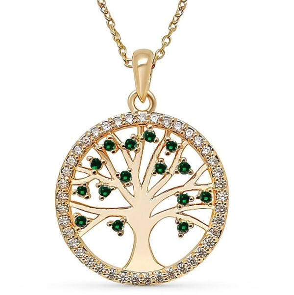 Livets träd halsband 18 karat guldpläterat med zirkonstenar - 45 CM