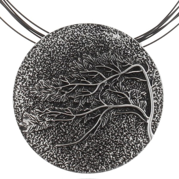 Livets träd halsband i oxiderat stål 35-39706-6-12