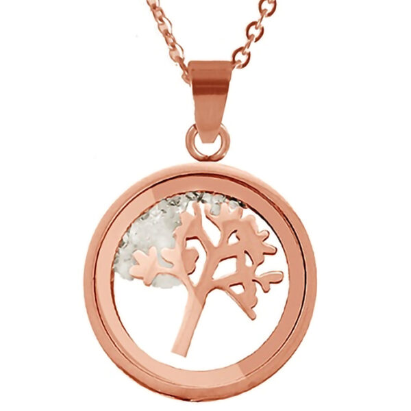 Livets träd halsband roséguld med stenar - Ø17