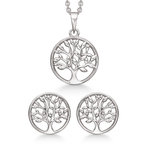 Støring tree of life smycken i silver (halsband & örhängen)
