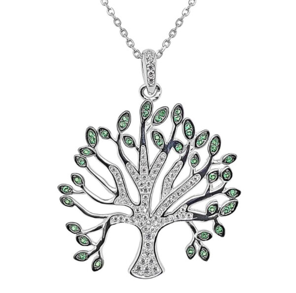 Livets träd halsband i silver med zirconia stenar - 45 CM