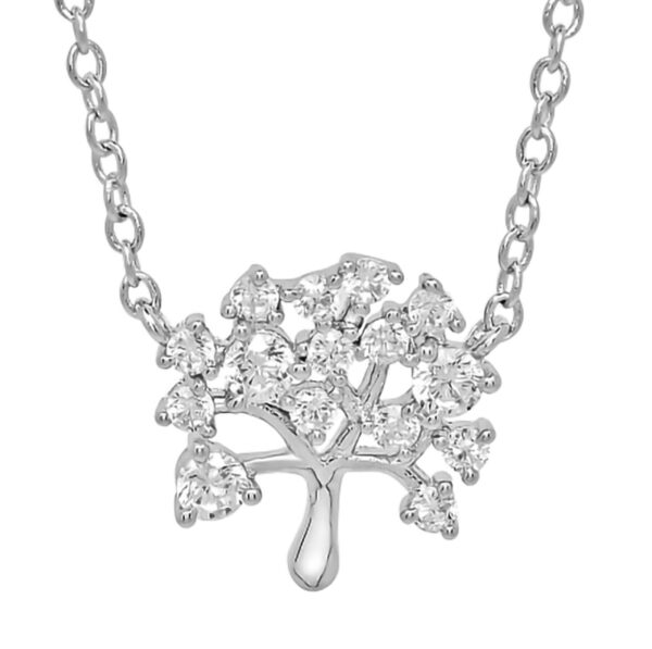 Livets träd halsband i silver, med zirkonstenar - 45 CM
