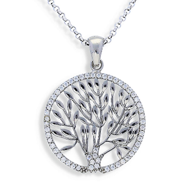 Livets träd silverhalsband med zirkonstenar