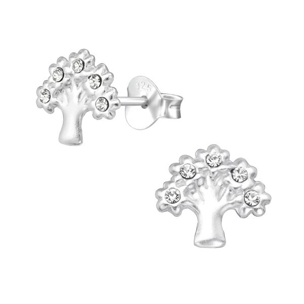Livets träd örhängen i silver & med sten - Ø8 mm