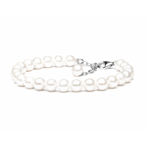 Luksus perlearmbånd med runde hvide ferskvandsperler FARW575-B