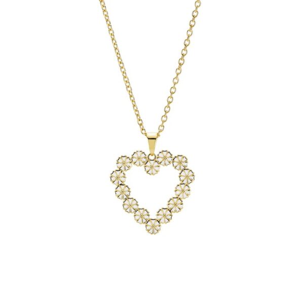 Lund Copenhagen Daisy heart Halsband. 14x5mm fg.45cm 925