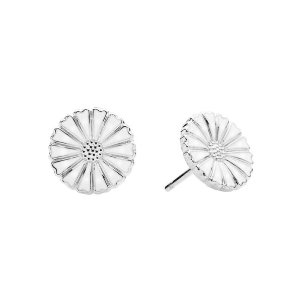 Lund Copenhagen Daisy örhängen 11mm vit emalj 925