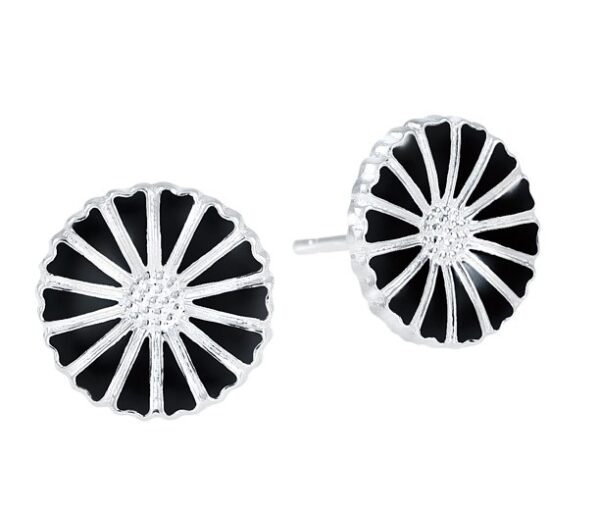 Lund Copenhagen Daisy örhängen 11mm svart emalj 925