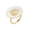 MARGUERIT-RING-25MM-FORGYLDT-MED-HVID-EMALJE