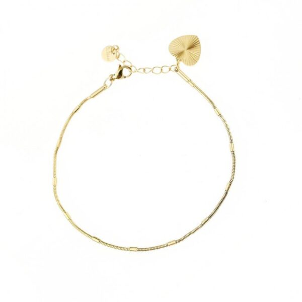 Guldpläterat armband med hjärthänge 14 kt