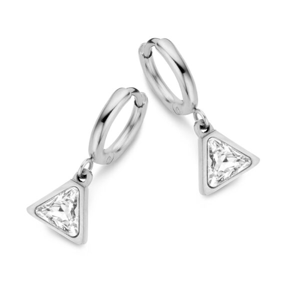 Silverbågar med trekantigt hänge och Swarovski-stenar - 12 mm