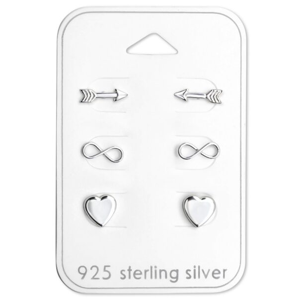 Örhängen i silver 3-pack med 3 symboler