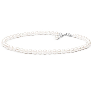 Perlehalskæde med runde ferskvandsperler FARW575-C