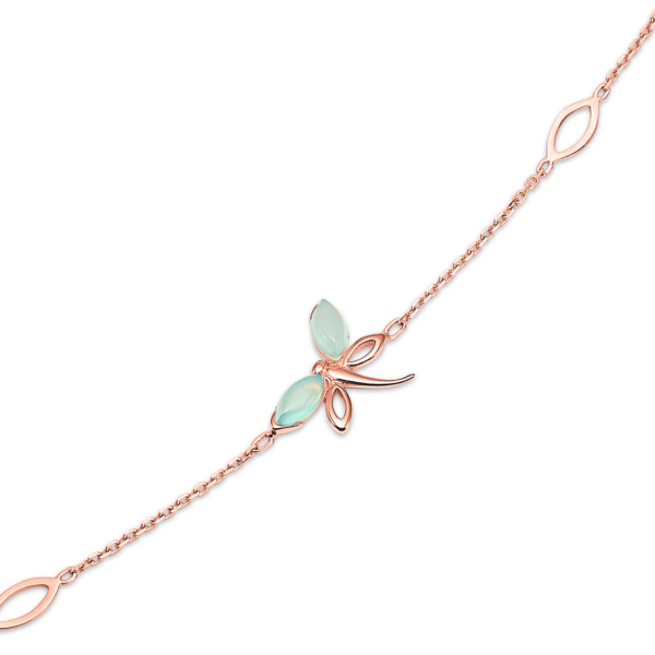 Silverpläterat/rosa armband ovalt med aqua quartz.