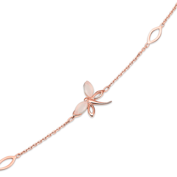 Silverpläterat/rosa armband ovalt med rosékvarts.