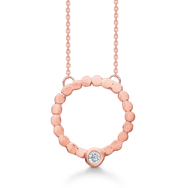 Dammring Cirkelhalsband Rose guldpläterad Silver m/Zirkonia 40-45 cm