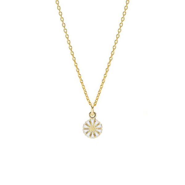 Lund Copenhagen Marguerit Halsband guldpläterat silver med vit emalj. 7,5 mm