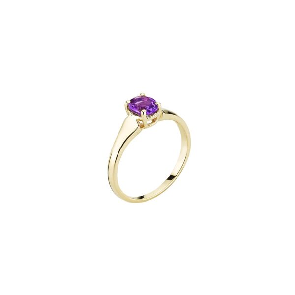 8 karats guldring med ametist 7X5mm