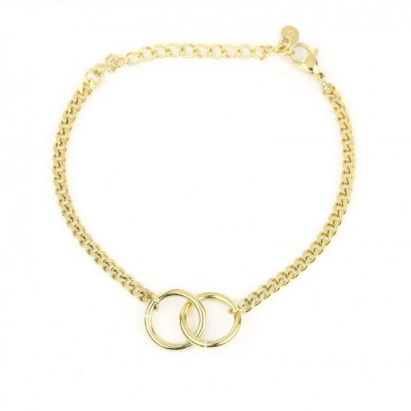 Armband med 2 ringar - guldpläterad 14 karat