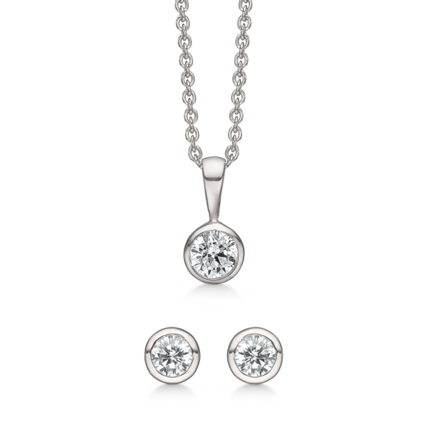 Silverset 5 mm. synt. cubic zirconia med rörhylsa