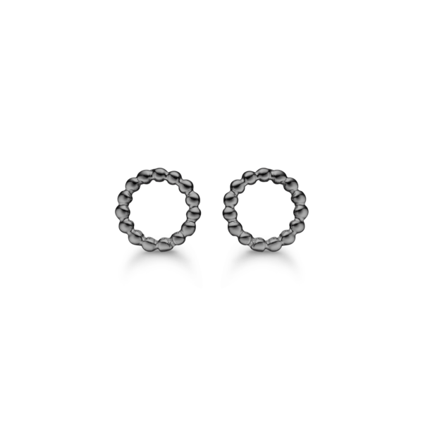 Damm ring cirkel örhängen svart rodiumpläterad silver prickform