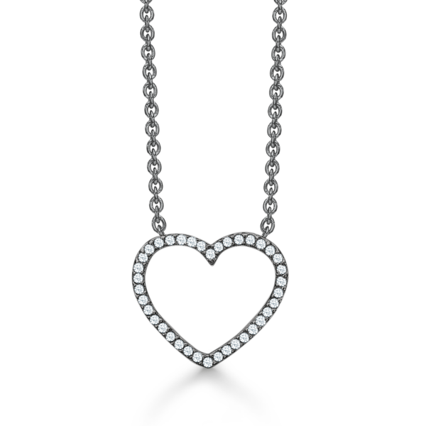 Dammring Hjärtahalsband svart rodiumpläterat Silver m/ Zirconia 42-45 cm