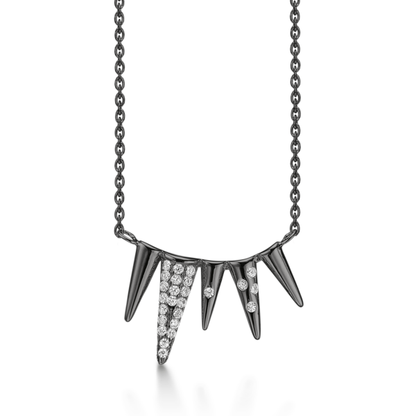 Dammring Istappar Halsband svart rodiumpläterat Silver m/zirkonia 42-47 cm