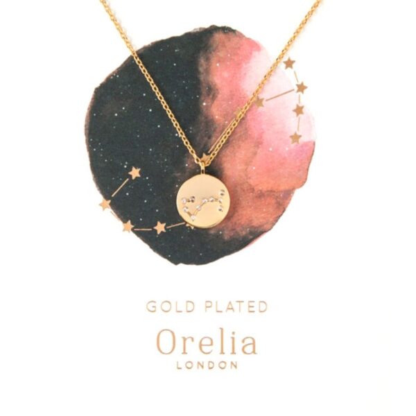 Stjernetegn halskæde SKorpionen 18 karat forgyldt med zirkonia sten 45cm 20410-17