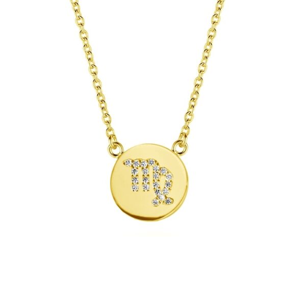 Stjernetegn halskæde jomfruen i forgyldt sølv med zirkonia sten 38+5cm 9NB-0471-10