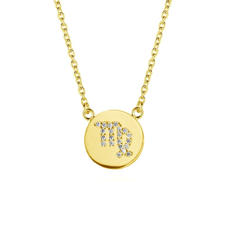 Stjernetegn halskæde jomfruen i forgyldt sølv med zirkonia sten 38+5cm 9NB-0471-10