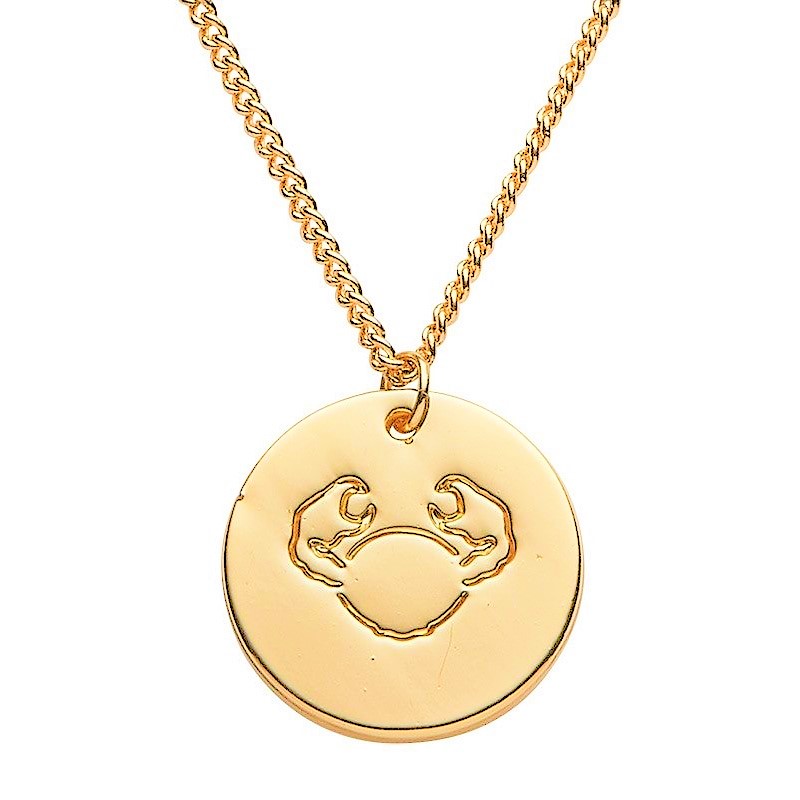 Stjernetegn halskæde krebsen forgyldt 45 cm