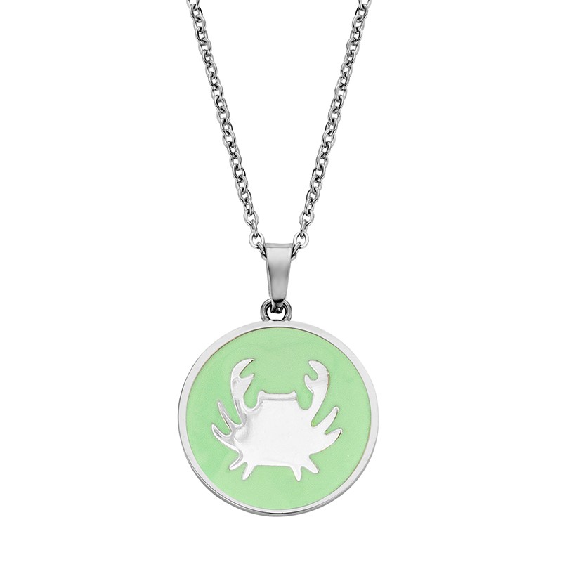 Stjernetegn halskæde krebsen med grøn emalje 42+5 cm Ø15mm 8CN-26091-10