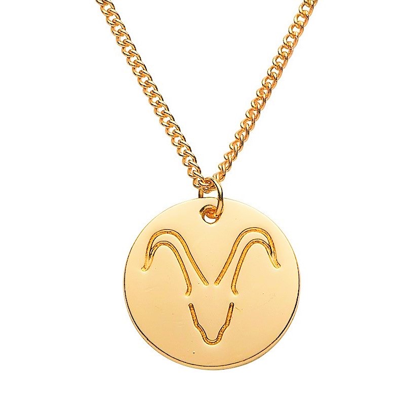 Stjernetegn halskæde stenbukken forgyldt 45 cm