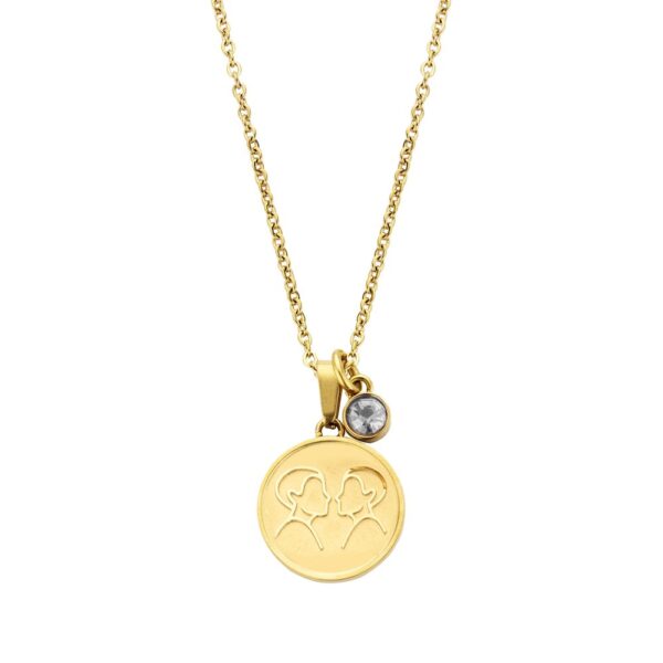 Zodiac halsband guldpläterat - Gemini 45 cm