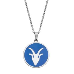 Stjernetegn halskæde Stenbukken med blå emalje 42+5 cm Ø 15 mmm 8CN-26085-10