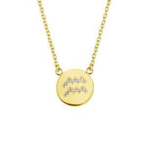 Stjernetegn halskæde vandmand i forgyldt sølv med zirkonia sten 38+5cm 9NB-0475-10