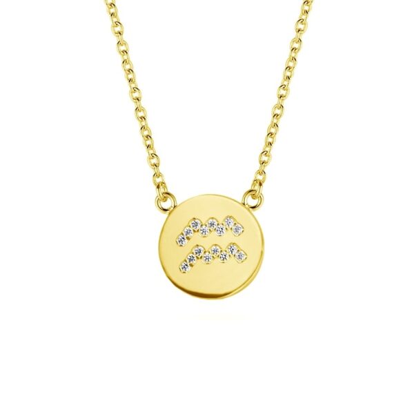 Stjernetegn halskæde vandmand i forgyldt sølv med zirkonia sten 38+5cm 9NB-0475-10