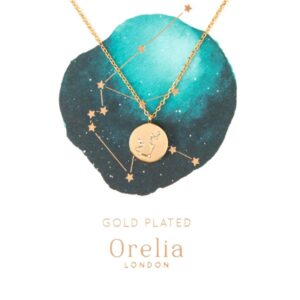 Stjernetegn halskæde vandmanden 18 karat forgyldt med zirkonia sten 45cm 20442-17