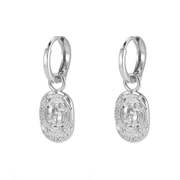 Stjernetegn hoops-øreringe Fisken Belagt med hvidguld med zirkonia sten 121816-15