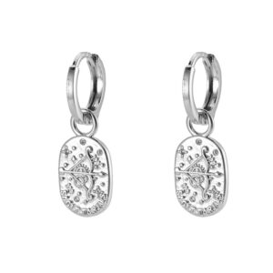 Stjernetegn hoops-øreringe Skytten Belagt med hvidguld med zirkonia sten 121816-15